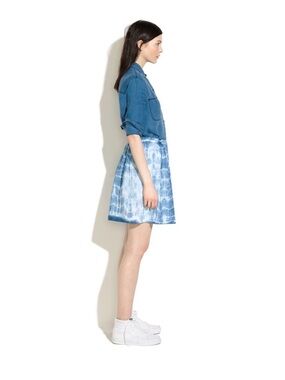 freebie ~ madewell indigo linen skirt - blue Japanese shiburi tie dye S like new